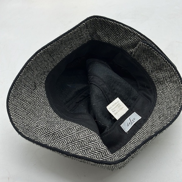 De Lux Black Gray Herringbone Hat Poly/Wool HT3299 - Picture 5 of 6